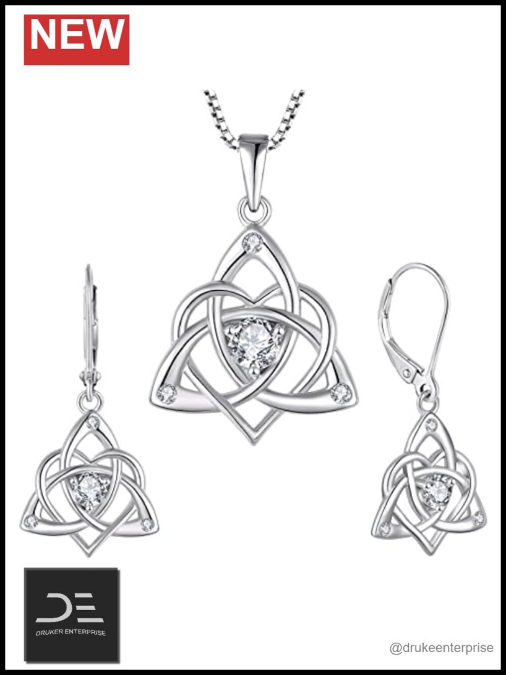 Sterling Silver Celtic Knot Jewelry Set with Cubic Zirconia